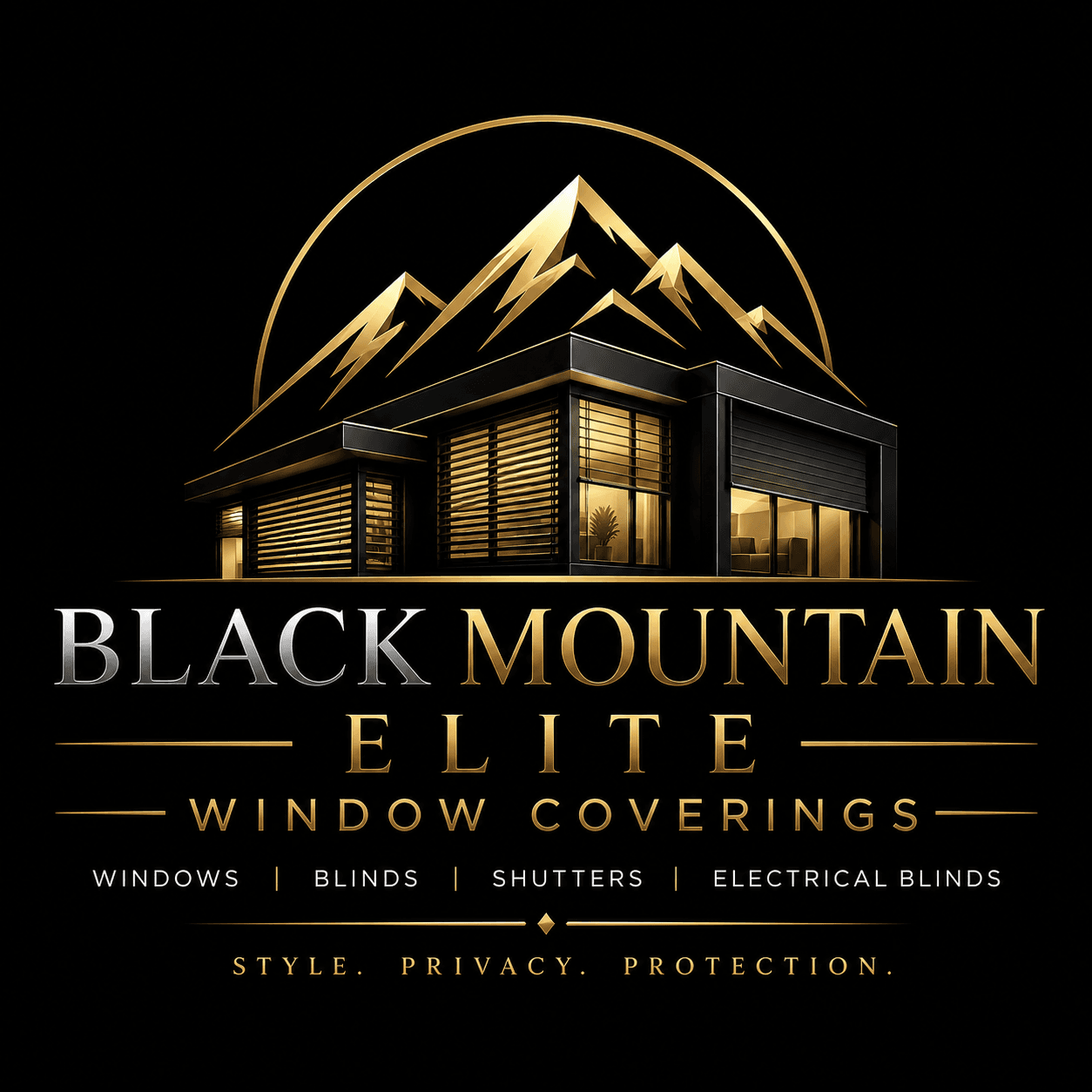 Black Mountain Elite Window Coverings temporary logo